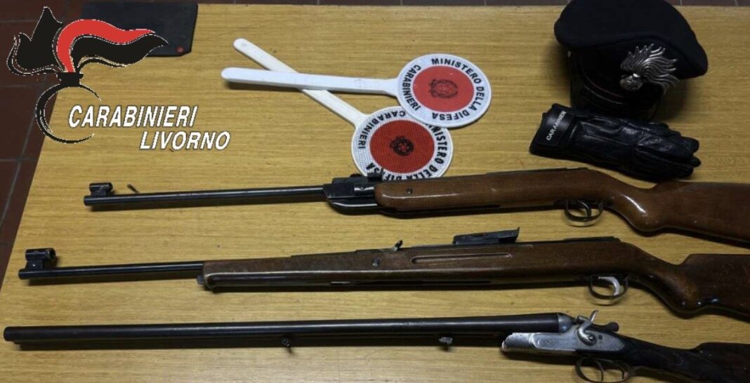 Due doppiette e una carabina detenute in una casa occupata: denunciati in due